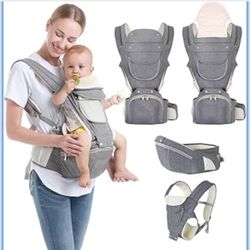 Baby Carrier, 6-in-1 Newborn to Toddler Carrier(7-50lbs), Front & Back Carrier with Detachable Hip Seat, Soft & Adjustable, All Seasons, Ideal for Mom
