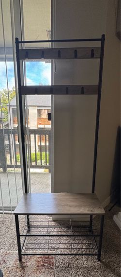Coat rack with shoe shelves & bench seat