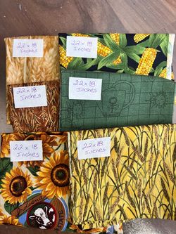 Farm Theme Cotton Fabric Fat Quarters Set of 5