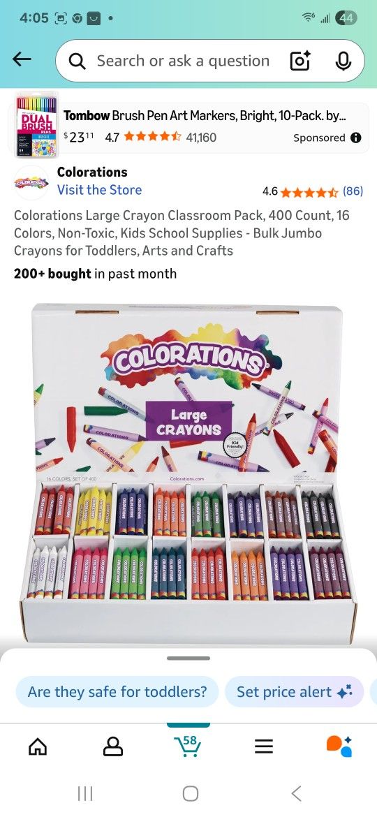 Colorations Large Crayon Classroom Pack, 400 Count, 16 Colors, Non-Toxic, Kids School Supplies - Bulk Jumbo Crayons for Toddlers, Arts and Crafts
200+