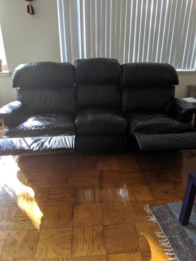 Leather sofa recliner and loveseat and sofa cum bed