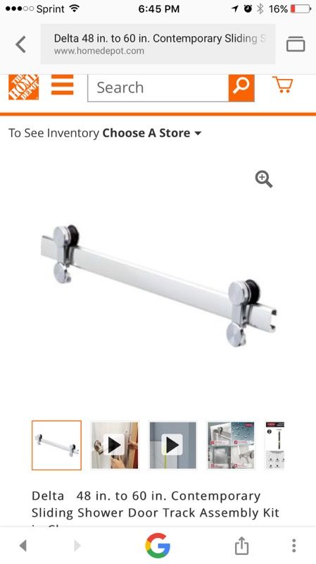 Delta 48 in. to 60 in. Contemporary Sliding Shower Door Track Assembly Kit in Chrome
