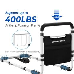 Adjustable Bed Assist Rail with Safety Handle and Storage Pocket