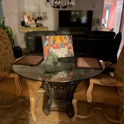 Antique Glass Table For 2