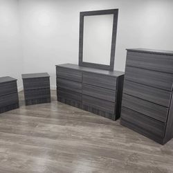 Dresser Whit Mirror,  Chest And 2 Nightstands  - Cómoda Con Espejo,  Gavetero Y 2 Mesitas De Noche