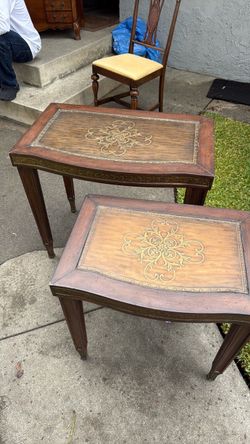 vintage Inlaid Wood End Tables