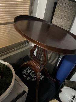 Antique Harp Wood Side Tables. Excellent Condition 
