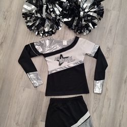 All Stars cheer uniform and pom pom's