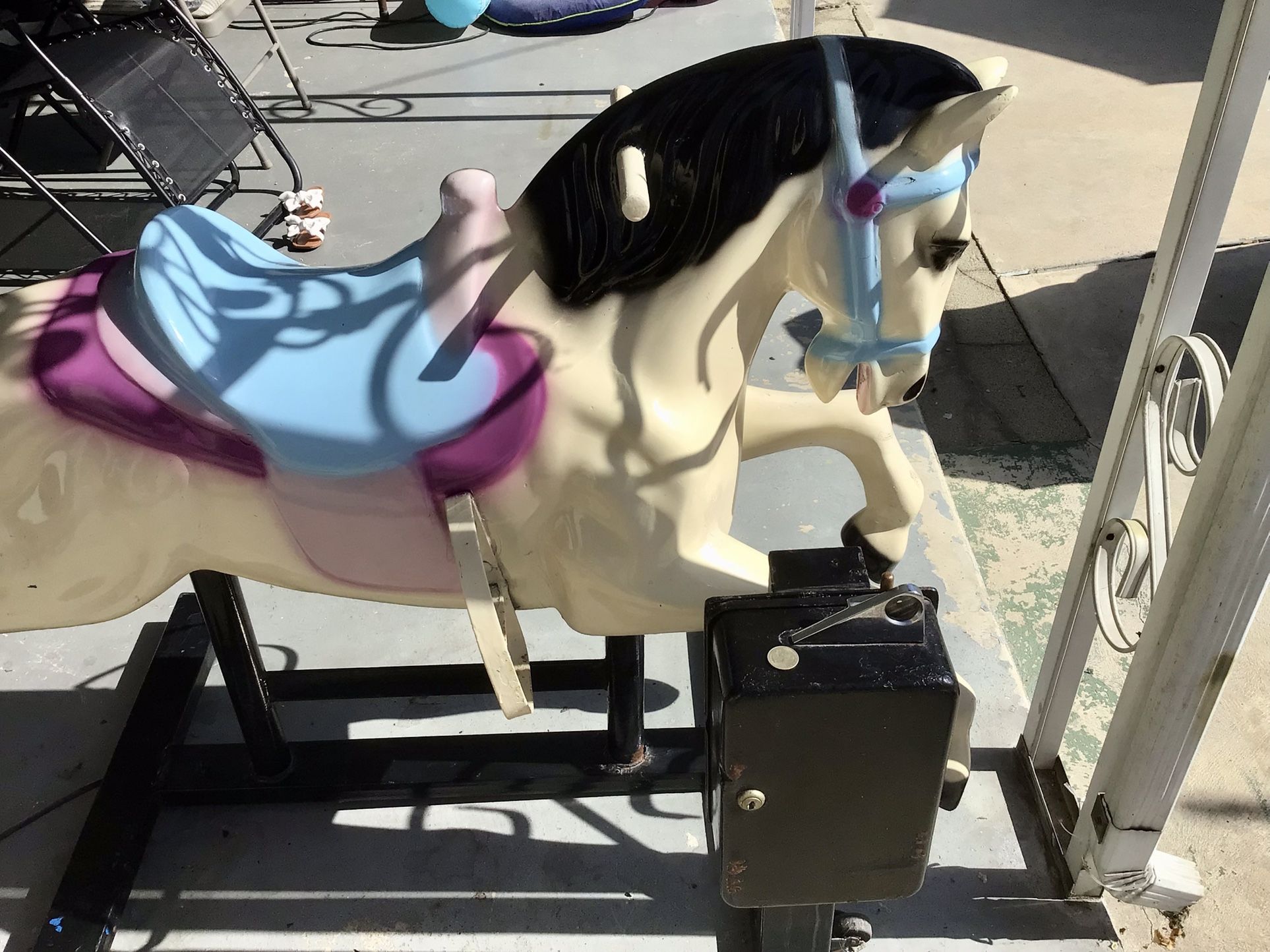 Vintage Mechanical Riding Horse With Lone Ranger Theme Song Playing Works Fine Takes .50 Cents