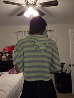 Striped crop top with hood
