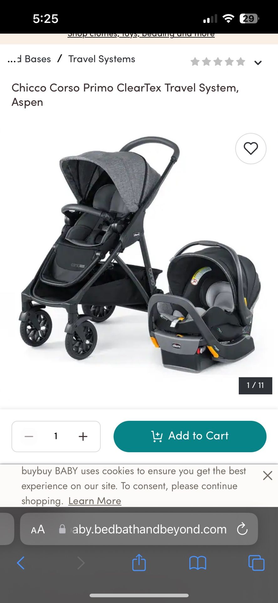 Chicco Cordova Primo Cleartex Travel System Aspen
