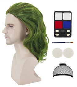 Cosplay Wig For Mens Green Wigs For Costume Men Women Cute Wavy Short Green Wigs For Role Cosplay Halloween Costume Party