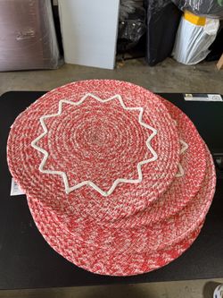 Holiday Braided Ribbon Round Table Placement 15” Diameter - 4 pack