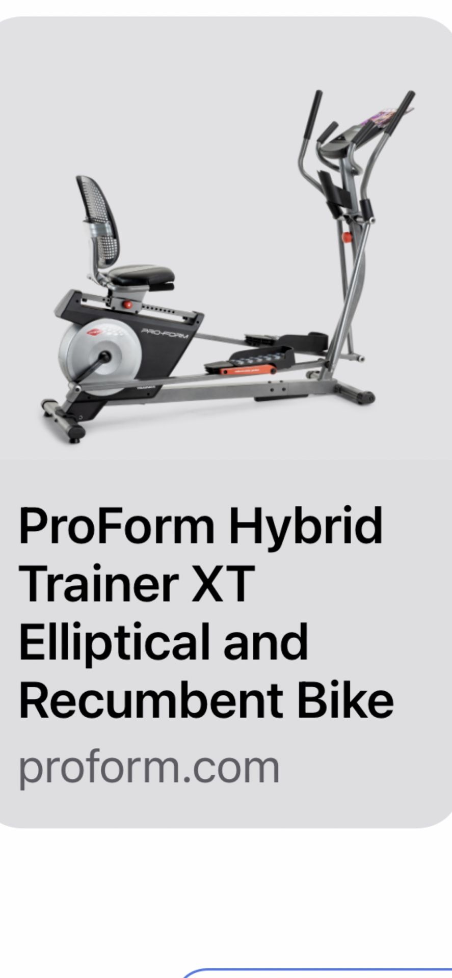 Excercise Machine / Elliptical & Bike Combo