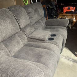 Grey Recliner Couch/ Reclining Rocking Double Seat 