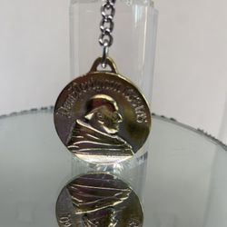 Vintage French Dom Perignon Champagne medallion metal keyring/ keychain