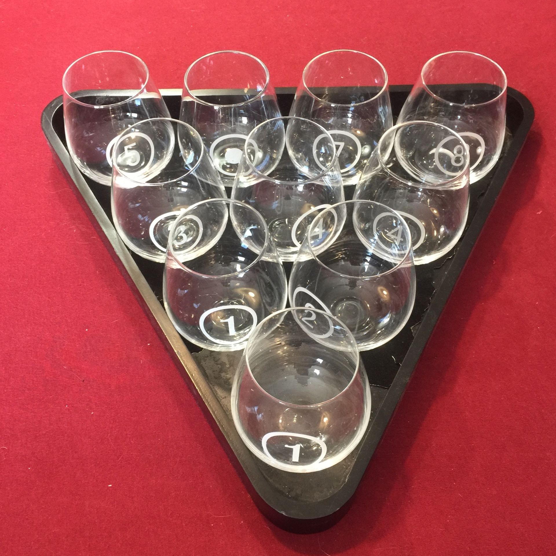 Numbered Pool Table Glasses With Rack