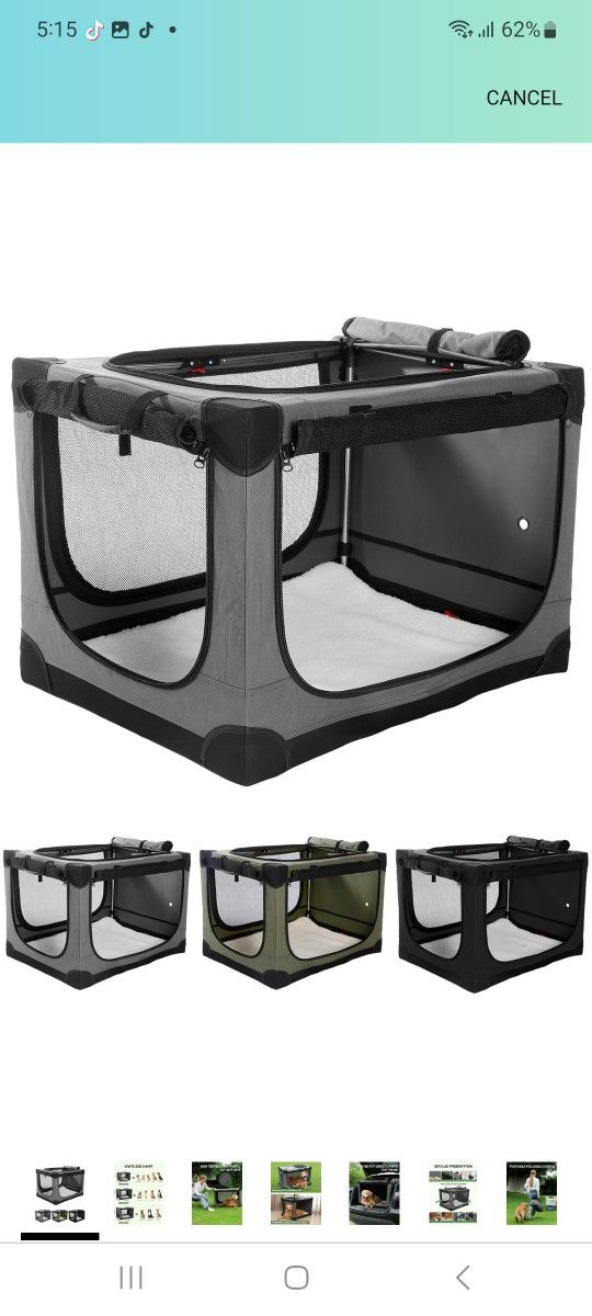 Collapsible Travel Dog Crate for Medium Large Dogs,