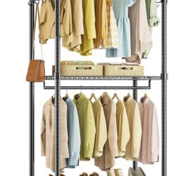 Clothes rack double wardrobe rolling closet