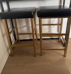Set of 2 Black & Gold Stools