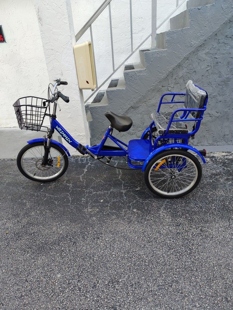 Adult Tricycle 7 Speed, 20 Inch 3 Wheel Bikes Folding Tricycle for Adults, Adult tricycles for Women/Men/Seniors, Fork Shock Absorption Wheel Bike w/F