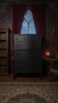 Vintage ornate solid Wood Matte dresser / one of a kind