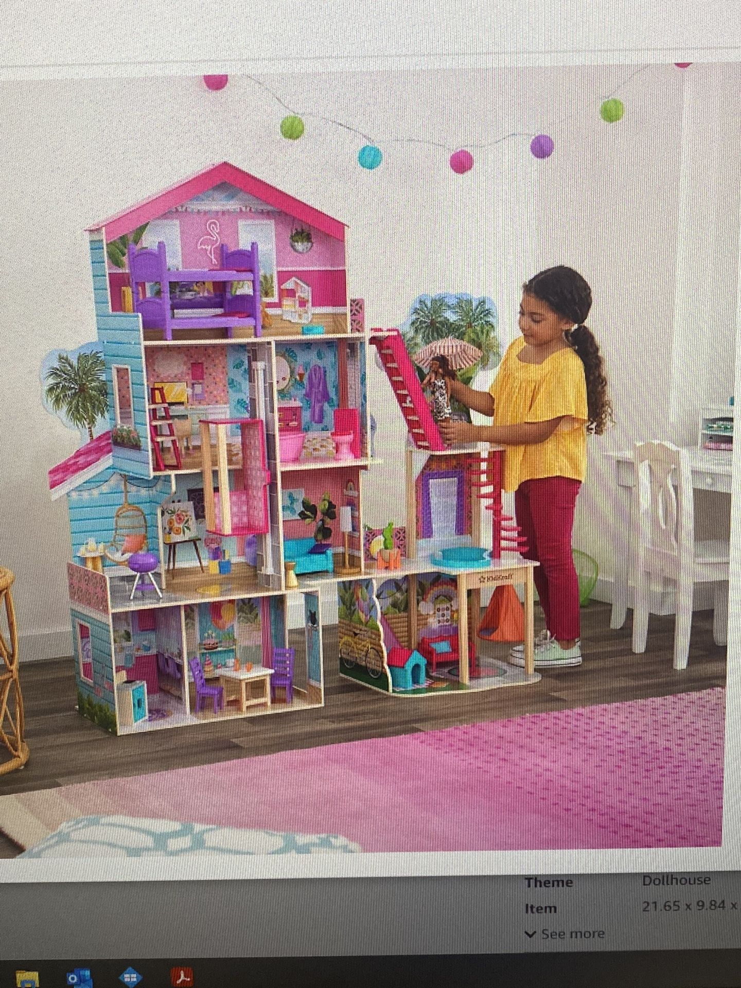 KidKraft Pool Party Mansion Dollhouse with 26 Accessories - 3+ Years 4ft 11 Inches 1.5m.