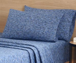 🛏️ New Mainstays 100% Cotton Jersey King Sheet Set – Blue Crackle