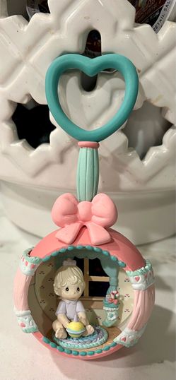 vintage Enesco Precious Moments "You Brighten My Holidays" rattle ornament