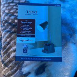 Patriot Lighting 10” Desk Lamp With USB Plugs And Flexible Neck
