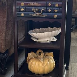 Unique Vintage Faux Stack Of Books End / Side Table W/ Two Velvet Lined Drawers 