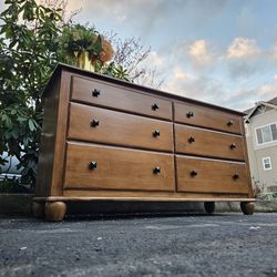 MARVELOUS Modern Shaker Style Solid Wood Dresser 6 Drawers Brown 