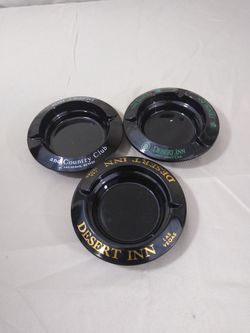 Vintage Desert Inn Black Glass Ashtray Las Vegas Country Club