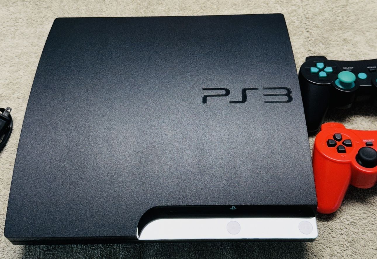 Sony PlayStation 3 Slim PS3 250GB Black Console W/Controllers CECH-2001B Tested