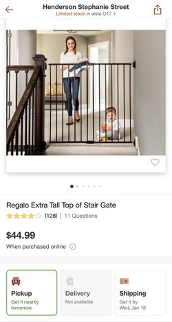 Regalo 2-In-1 Extra Tall Easy Swing Stairway And Hallway Walk Through Baby Gate, Black