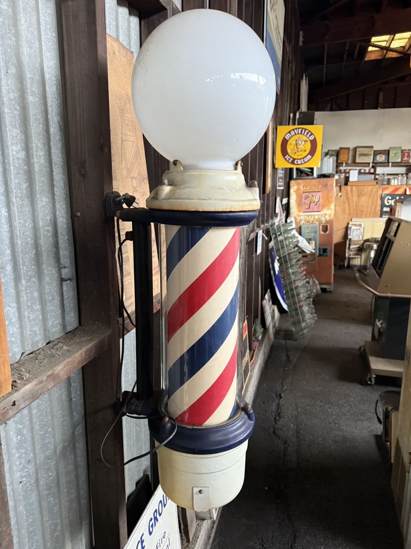 1930s Barber Pole. Porcelain