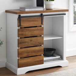 New Farmhouse Sliding Door Accent Storage Cabinet 