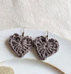 Crochet Heart Earrings