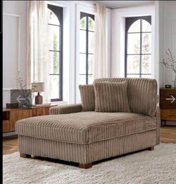 Light Brown Faux Rabbit Fur Polyester Left Arm Facing Sectional Chaise Lounge
