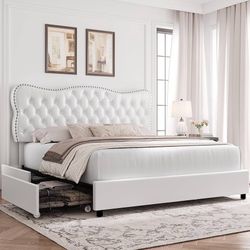 O839 $220 King Bed Frame with 4 Storage Drawers