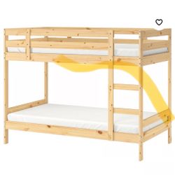 IKEA Wooden Pine Twin Bunk  Bed
