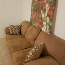 Camel Color Suede Like Sofa..Size 7ft Long..Brand New With Tag On It..very Comfortable!!