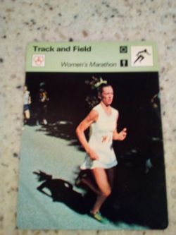 Vintage 1979 sportscaster track and field/ women's marathon/ Kathy Switzer/ Olympic collector card # 69-21