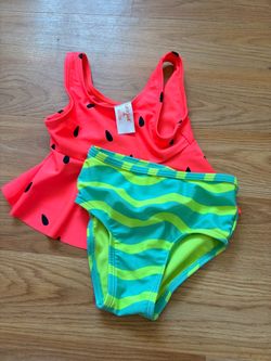 Cat & Jack Girls Two-Piece watermelon Swimsuit