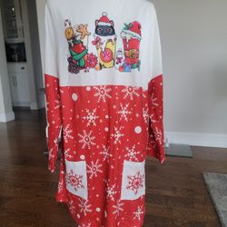 NEW. Festive Red and White Snowflake Dress Size M.