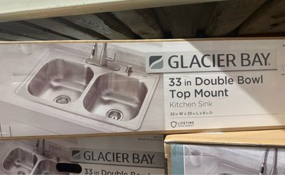 Glacier Bay 33in Double Bowl Top Mount Kitchen Sink