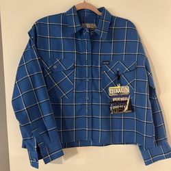 Dixxon flannel company Brentwood blue L women crop