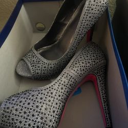 Silver with Black Studs Heels 