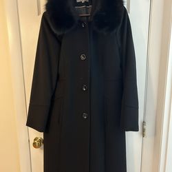 Forecaster Wool Coat With Fox Fur Collar
