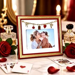 Charm Garland Card Game Red Gold Tabletop Frame 4x6